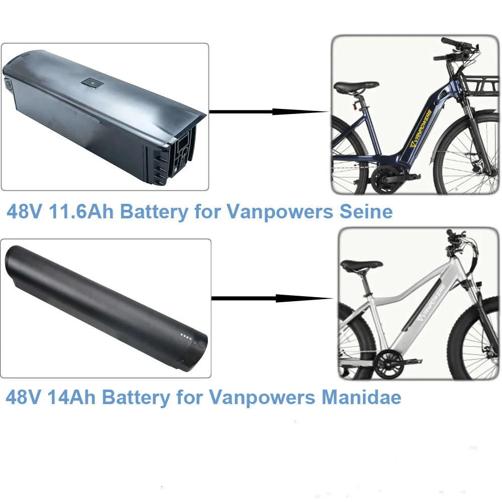 Batterie de vélo électrique amovible 48V 11,6ah 14ah batterie Lithium-ion de voyage Ebike Vanpowers Seine Manidae