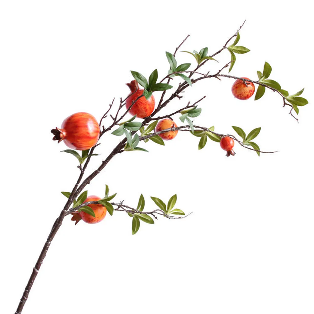 5PCS Artificial Plants Fruit Berries Pomegranate 95cm Faux Persimmon Branch 80cm Plastic Branches Office Aesthetic Room Decor