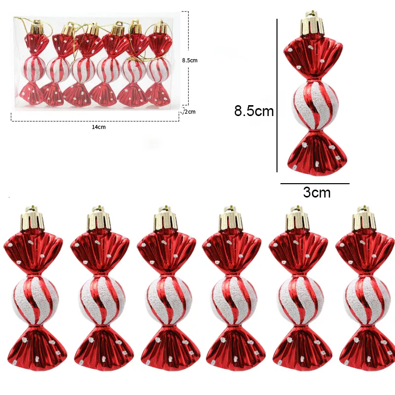 Decorações de Natal Noel 6pcsbox Candy Muleta Icicle Árvore DIY Enfeites Ano Xmas Presentes Decoração para Casa Navidad 230907