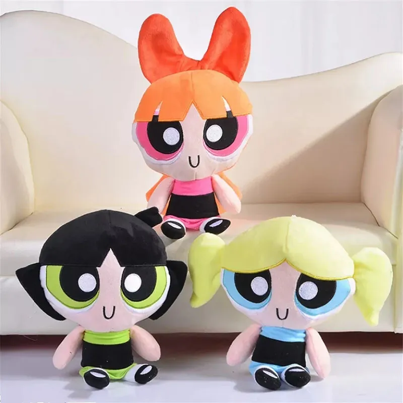 Pluszowe lalki 3pcllot 20 cm kreskówkowe anime PowerPuff dziewczęta pluszowe zabawki Śliczne kwiat Buttercup Bąbelki Pluszowe Plush Divers Difts for Childr 230908