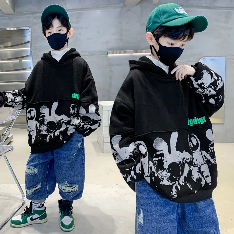 DHgate Boys Cartoon Hoodies Winter Thick Pullover Long Sleeve School Costumes Casual Tops Teenager Clothing Baby Kids Maternity