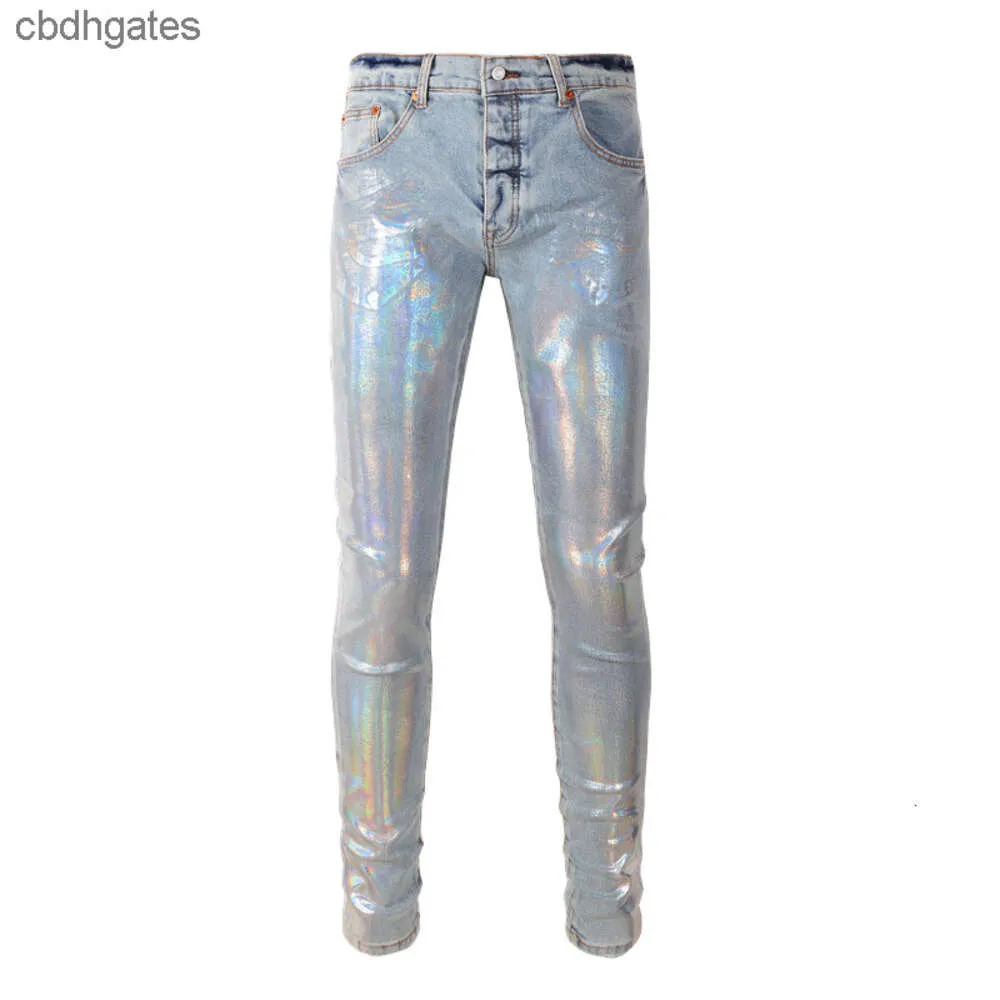 Marque Amiirii violet Jean hommes mode Jean 2023 américain Demin High Street argent laque en détresse