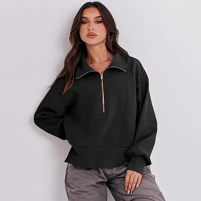 Stylish Womens Stretchy Ladies Zip Up Hoodies With Lapel Zipper Neckline  Perfect For Autumn Streetwear From Classycolor, $17.43