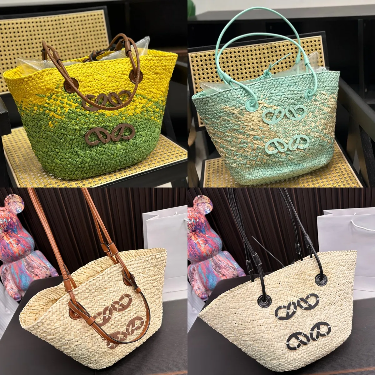 Sacos de praia de grama para mulheres bolsas designer palha totes clássico sacos de compras mulher tricô tote bolsa de luxo cruz corpo bolsa de ombro 23984d