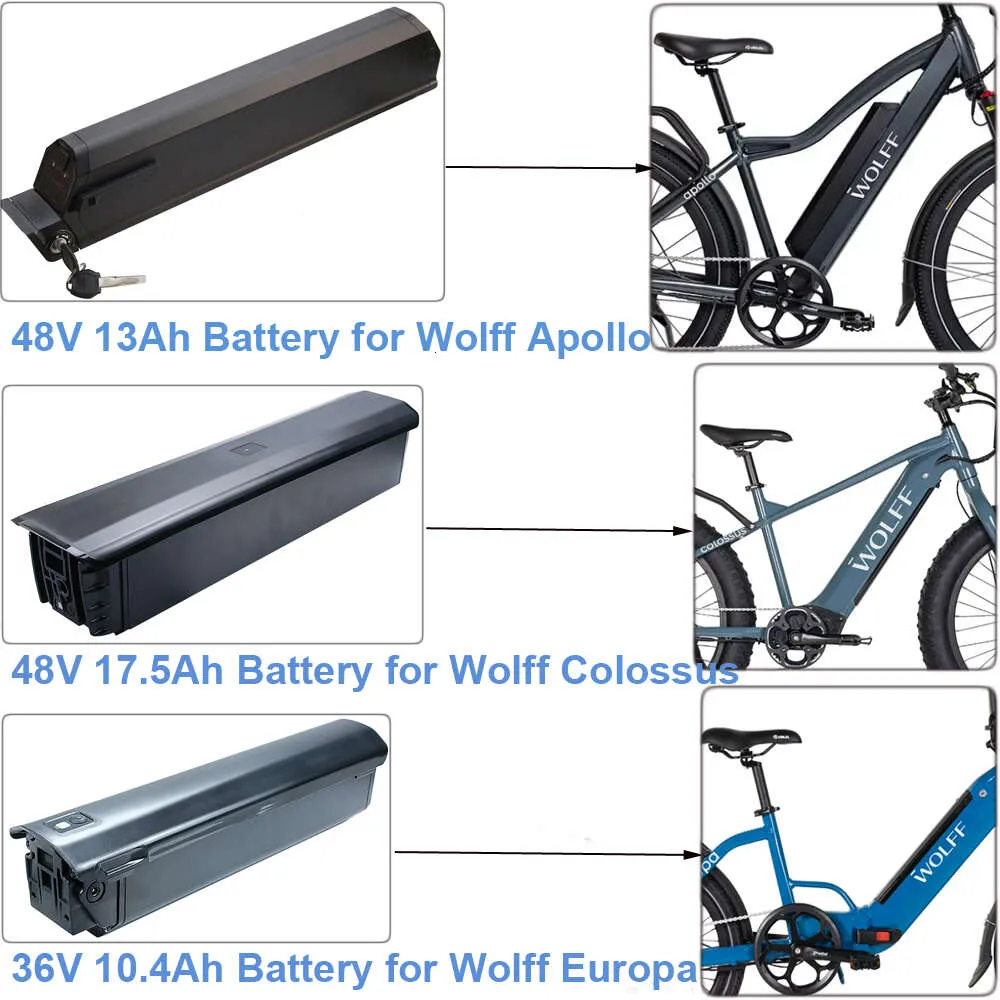 Bateria E-Bike 48 V 13AH 17,5AH 36V 10,4AH 250W 500 W G060 G070 Składający się elektryczny bateria rowerowa Wolff Apollo Colossus europa