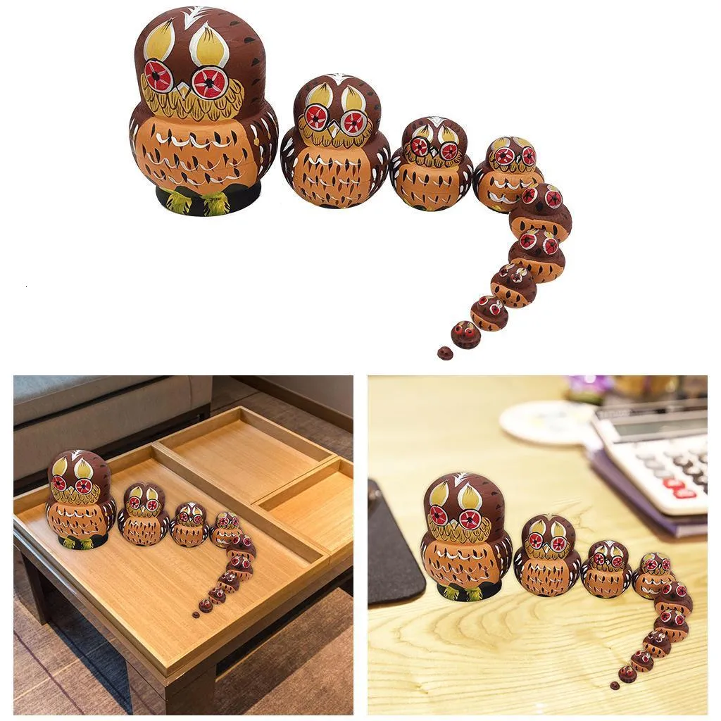 10x Russian Matryoshka Owl Stacking Dolls for Home Decoration Kids Gifts