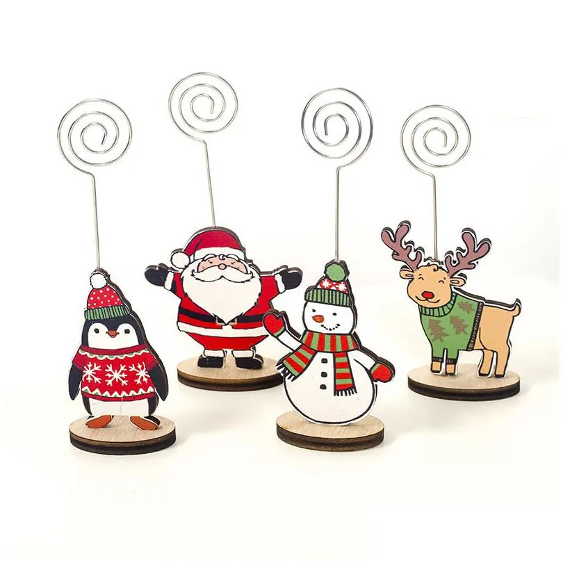 Party Decoration Christmas Label Holder Cartoon Desktop Memo Clip Office Seat Card Holders Drop Delivery Home Garden Festive Dhgarden Dh1Ss