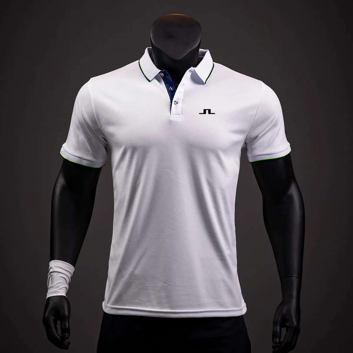 Męskie polo J Lindeberg Men Tshirt Casual Lapel Szygowanie koszule polo Man Highquality Shortsleeved Summer Pullover Top Slim Fit Golf Wear 230907