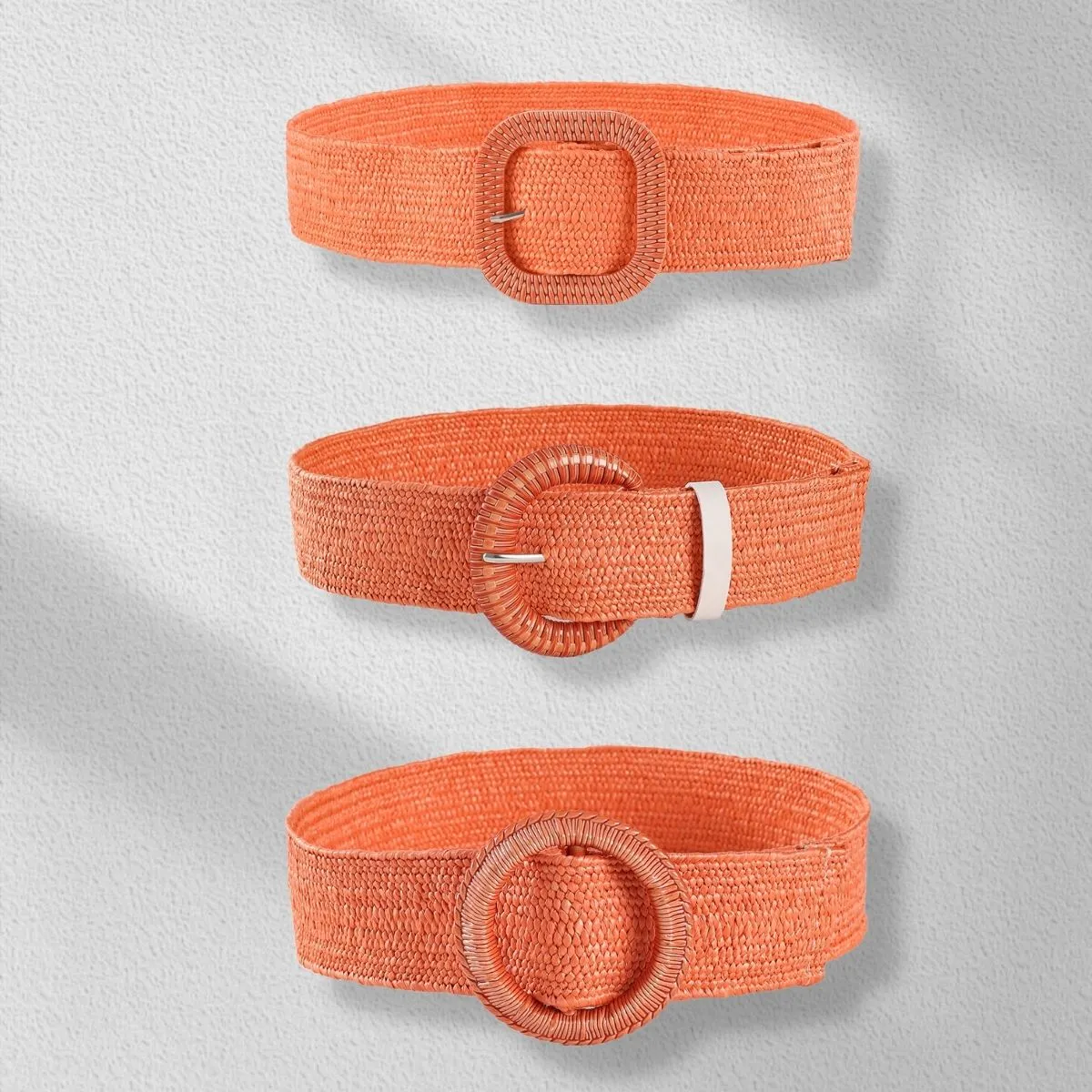 Fashion Boho Orange Elastic Wide Belt Women's Midjeband Summer Beach Style PP STRAW flätade bälten Kvinnlig klänningsskjorta midjebälte