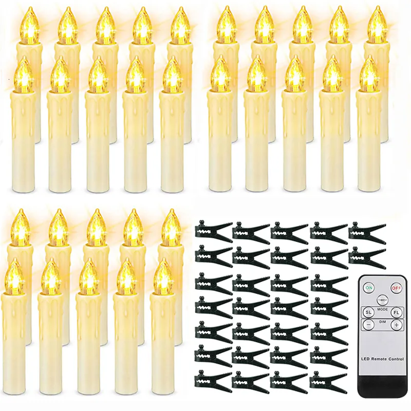 Candles 30PCS LED Candle Flameless flicker With Timer Remote Christmas Home Decoration Lamp Year Electronic False 230907