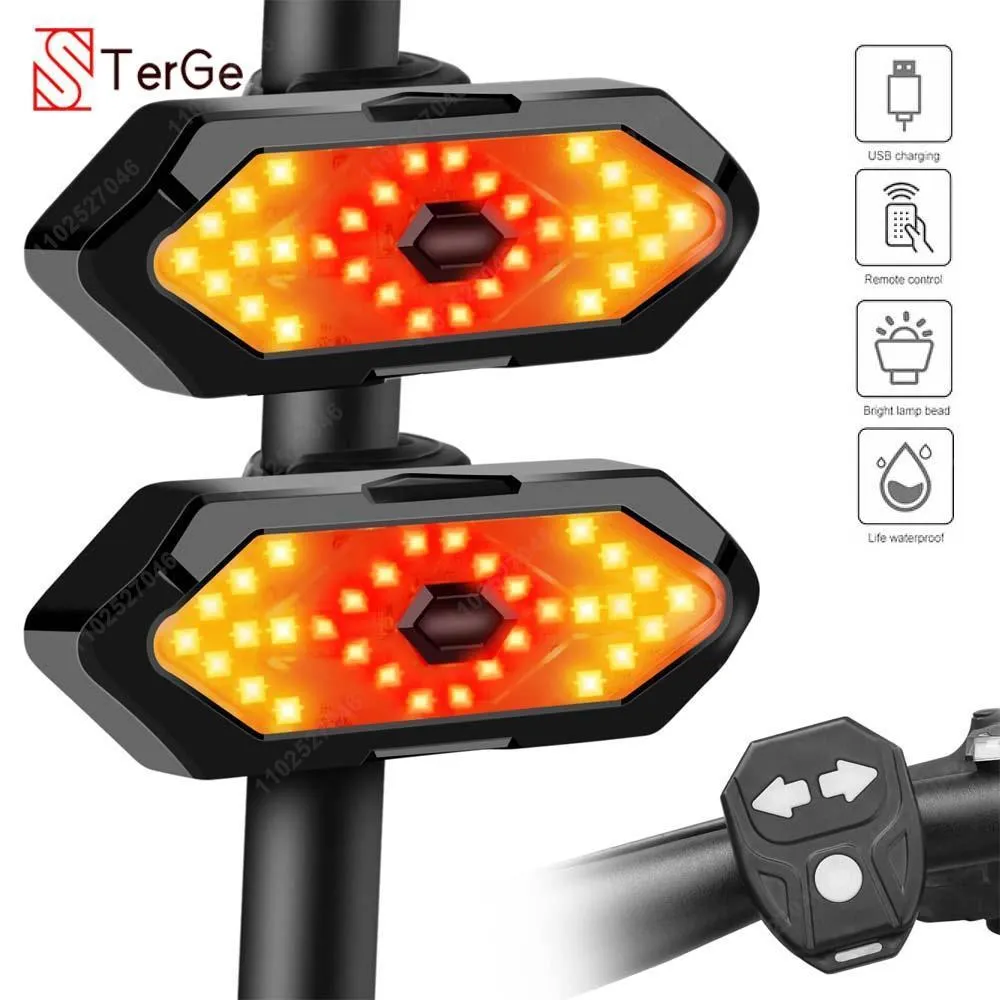 Bike Lights 12PCs Bicycle Turn Signal Light Wireless Remote Control USB Rechargeable Front Rear Tail for MTB Scooters Road 230907