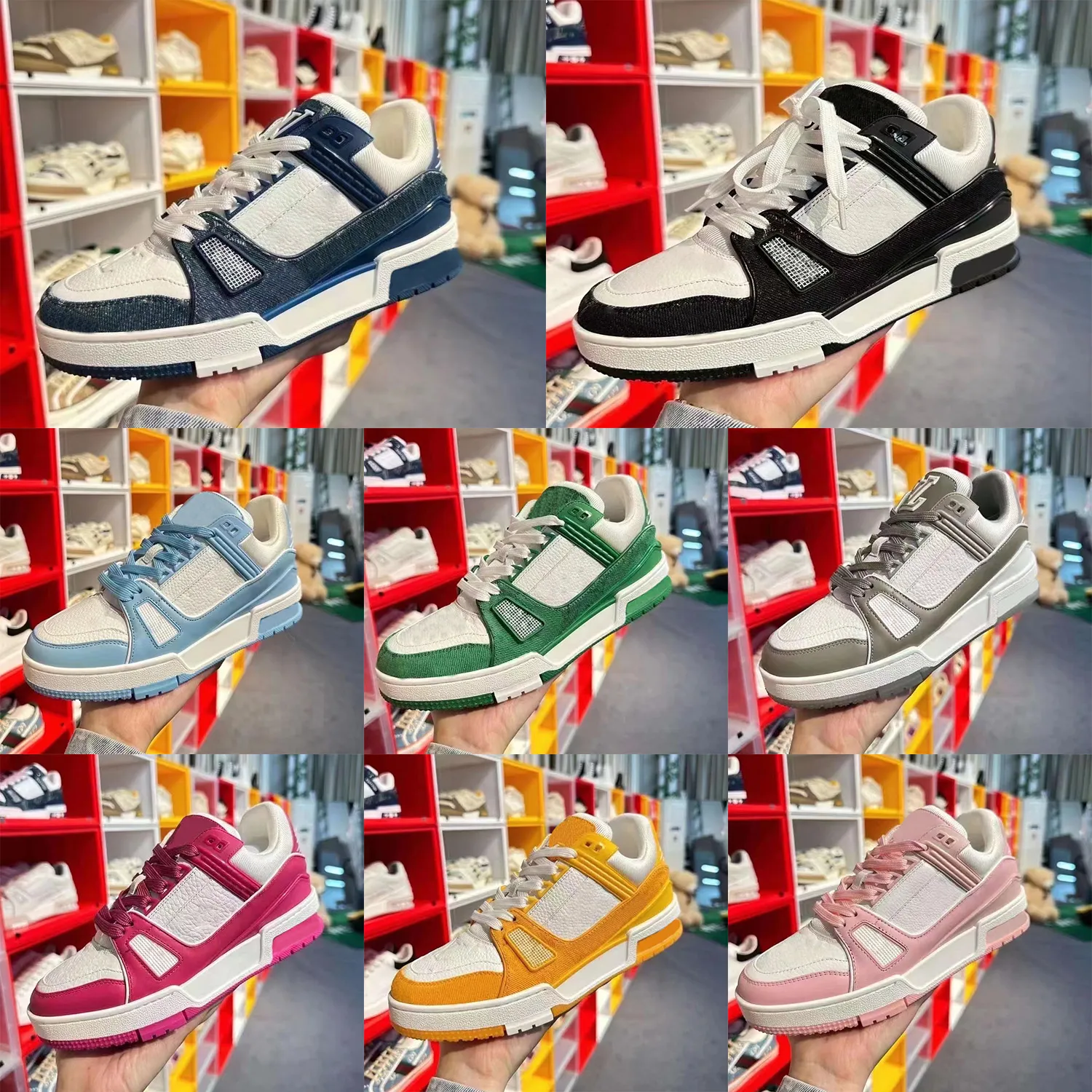 trainers designer mens womens trainers shoes Embossed white black sky blue green denim pink red luxurys casual sneakers ly low platform shoe Size