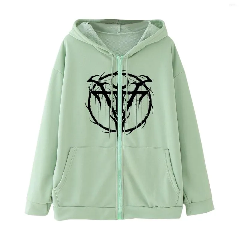Cute Printed Womens Zip Up Oversized Zip Up Hoodie With Drawstring