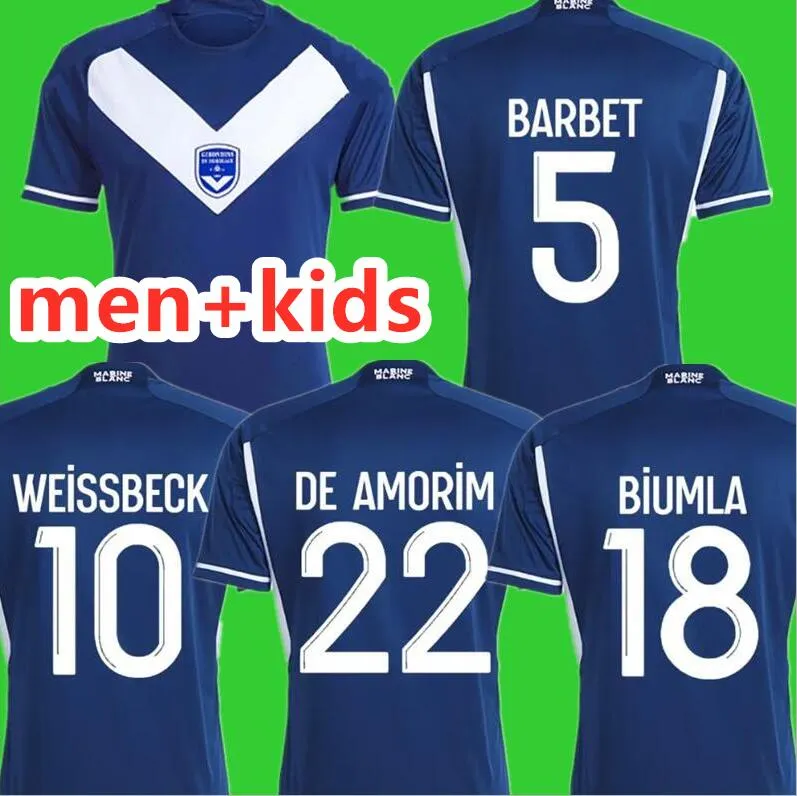 23 24 Maillot Girondins Bordeaux Soccer Jerseys Foot Kids Kit Fc Football Dorts Home Training 2023 2024 Barbet de Amorim Home Away Bokele Bakwa Badji Josh Mawanga