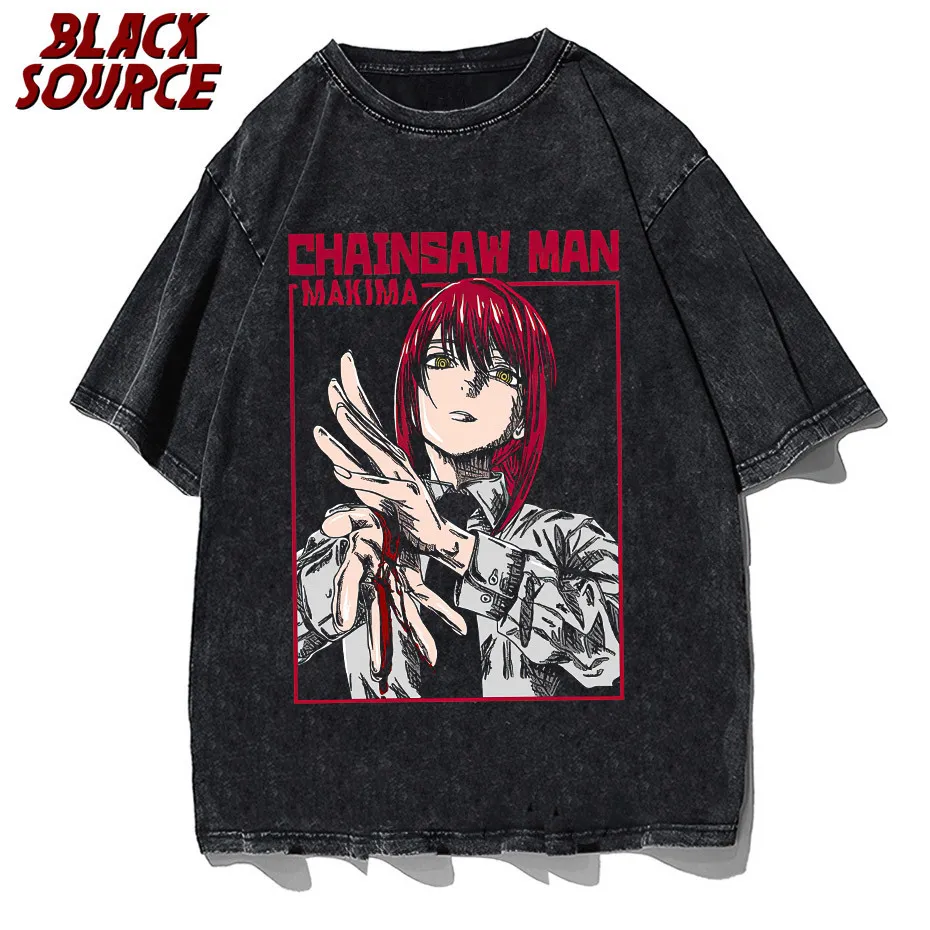 T-shirts pour hommes Vintage Washed T-shirts tronçonneuse homme Anime T-shirt Harajuku Oversize Tee Coton Mode Streetwear unisexe top 3 230907