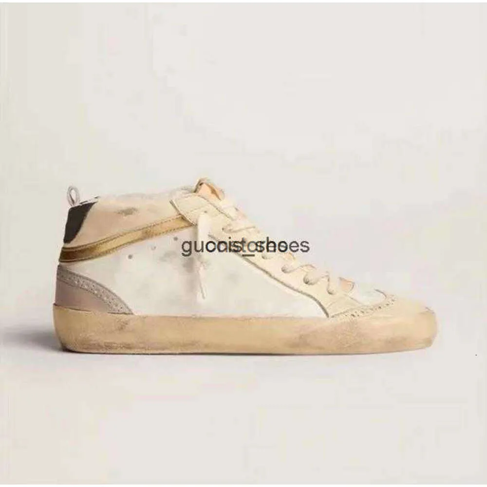 10a ny release Mid Slide Star Hightop Golden Sneakers från Italvs Bästa varumärken Fashionabla PinkGold Glitter med klassisk White Doold Dirty Designer SS 011