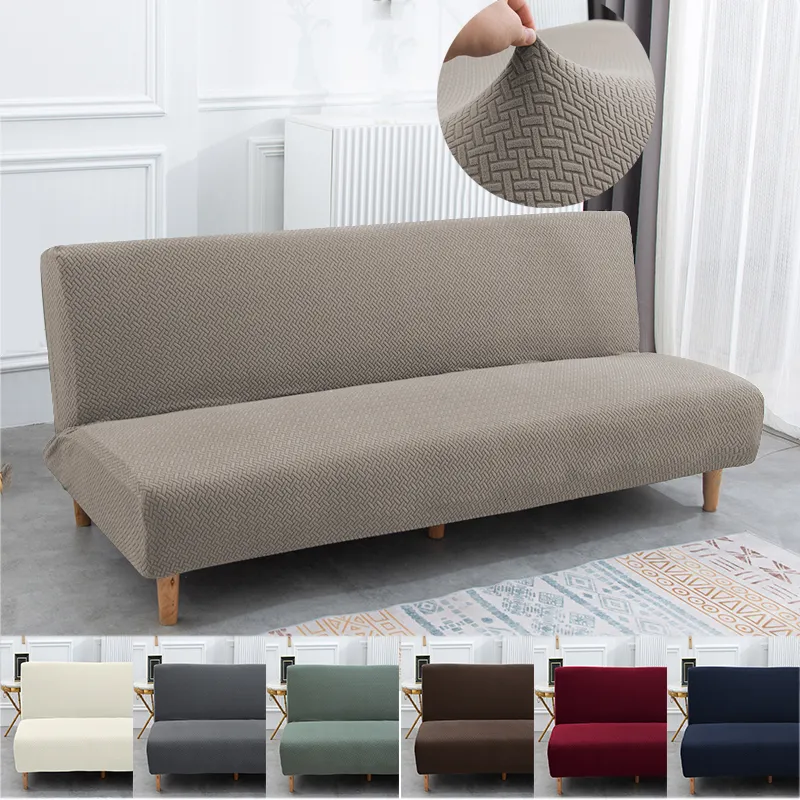 Stoelhoezen Jacquard elastische armloze slaapbank hoes Verstelbare stretch bank Opklapbare bedhoezen Kussenovertrekken Beschermer Bank Futon hoes 3 maten 230908