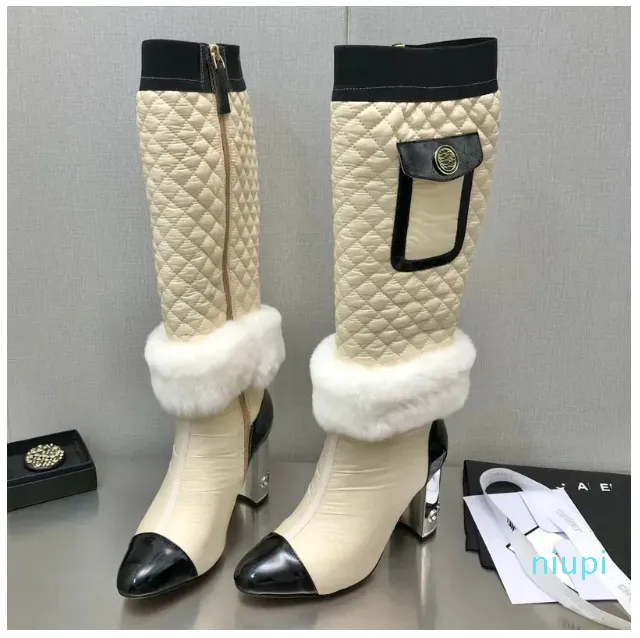 women Electric embroidered boots sexy Color matching leather headband logo Boots lady Autumn winter Match with various high heel Shoe