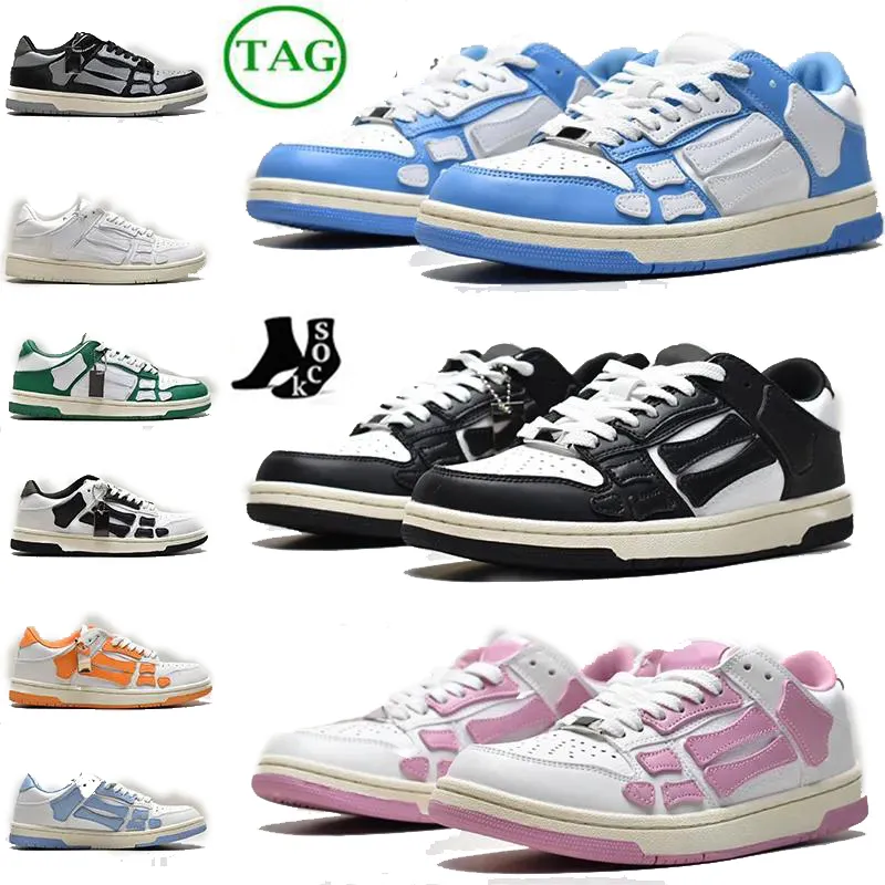 Designer Casual Chaussures Top Low Bones Baskets Cuir Noir Gris Blanc Vert Lilas Orange Lime Rouge Bleu Clair Luxe Hommes Femmes Baskets De Sport Respirant Mesh