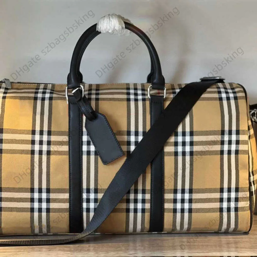 Designer Men's Big Travel Bag de viagem High-end Marca xadrez Plaid Business Boarding Tote