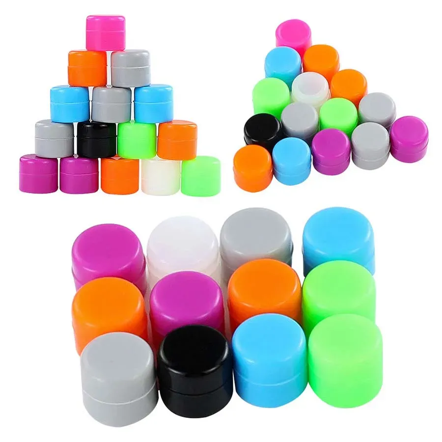 Super Mini jar 1ML silicone wax dabber rig containers MOQ=storage bottles use for organization random color