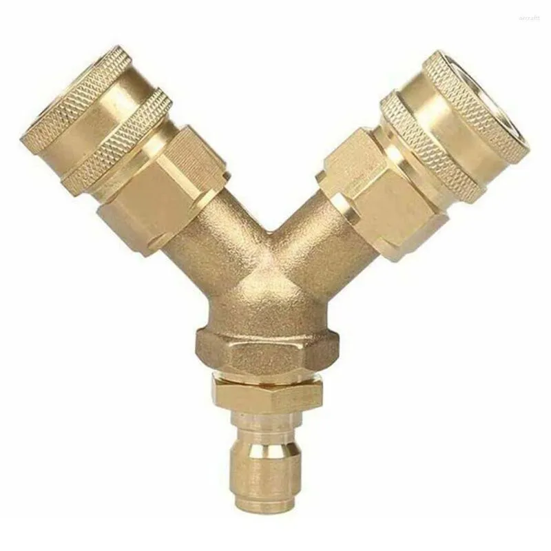 High Quality High-pressure Washer Tee Splitter Three-way Converts Brass Dual System Gold 14.8mm