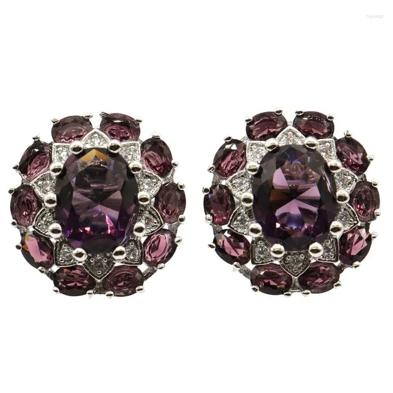 Boucles d'oreilles pendantes en argent massif 925, 8g, arrivée Iolite violet améthyste blanc CZ, bijoux pour femmes