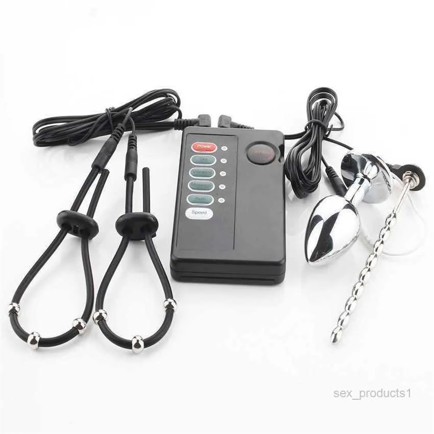 Masseur pour adultes Kit de choc électrique Plug anal Vibromasseur Masturbateur Électro-impulsion Stimulateur de prostate Anneau de pénis Jouets sexuels à thème médical pour hommesDBNU