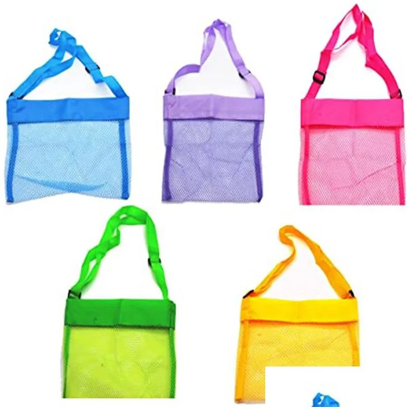 أكياس التخزين Colorf Beach Mesh Bag Childrens Shell Crossbody Summer Seaside Sweatming Sweating Swears Drop Droviour Home Ga Dhgarden Dhdez