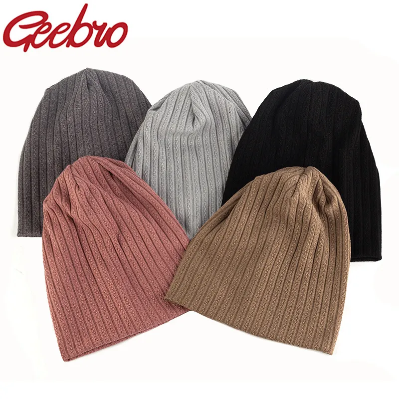 Breda randen hattar hink geebro kvinnor mjuka dekorativa mönster ränder bomull hattar vår hösten slouchy damer flickor ribbed skallies beanies gorros 230907