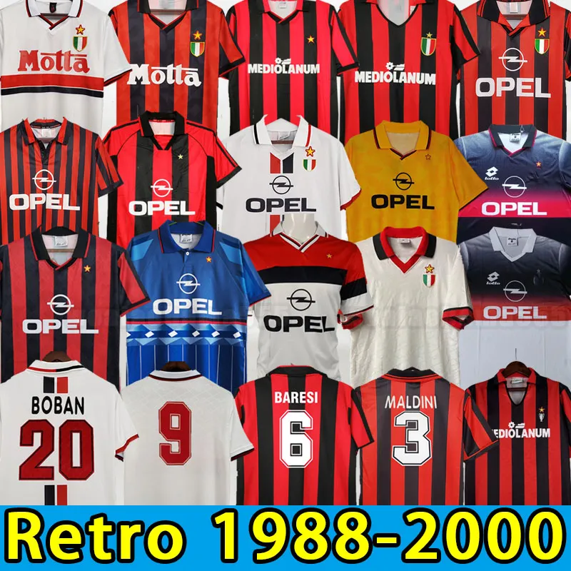 Retro shirts home Gullit SOCCER JERSEYs Maldini Van Basten football KAKA Inzaghi PIRLO SHEVCHENKO BAGGIO Milan Ibrahimovic 88 89 90 91 92 93 94 95 96 97 98 99 00 1995