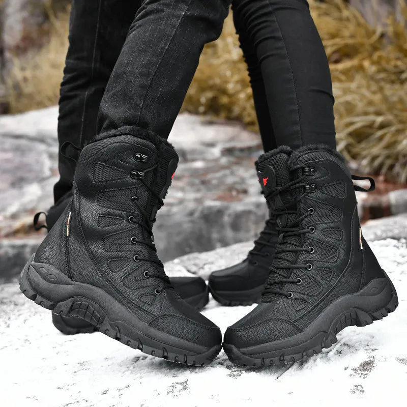 Winter Warme Pluche Bont Met Heren Waterdichte Lederen Gevechtswoestijnlaarzen Niet Slip Werkschoenen Motorlaarzen Van 31 16 DHgate