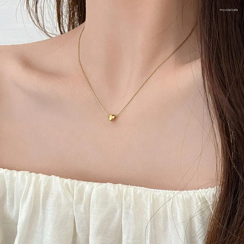 Pendant Necklaces Stainless Steel Silver Gold Small Plain Heart