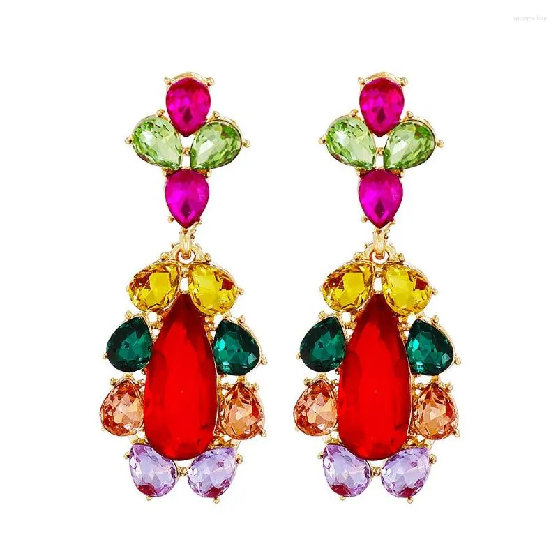 Dangle Oorbellen Arrivals Fashion Boho Goud Gemengde Gekleurde Stenen Kristallen Drop Voor Vrouwen Bohemen Kristallen Sieraden