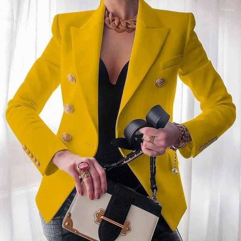 Ternos femininos cor sólida moda sexy multi botões 2023 verão e outono casual terno escritório wear elegante casaco curto