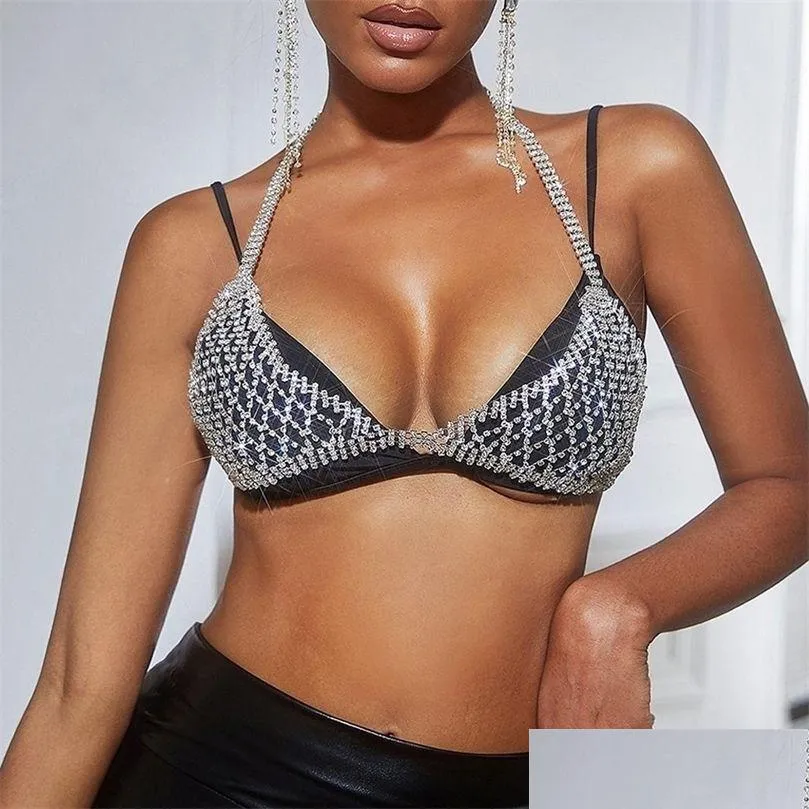 Autres Classique Bikini Mesh Body Chaîne Soutien-gorge Bijoux Y Femme Cristal Poitrine Top Sous-Vêtements Festival De Vacances Cadeau 221008 Drop Livraison Dhrmn