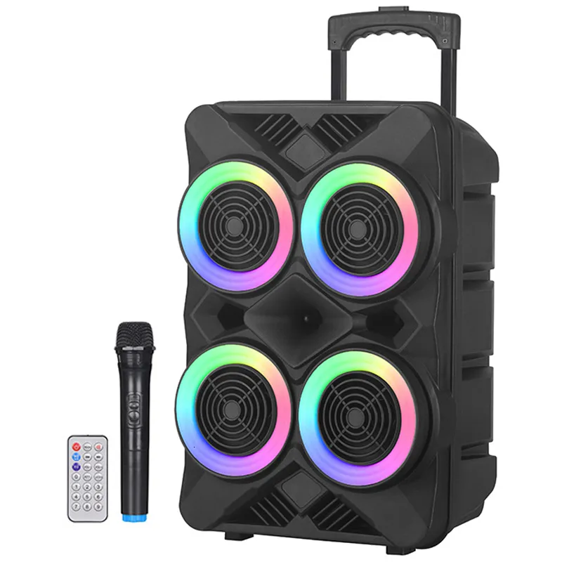 Tragbare Sers 800W 4 6" Zoll Flammenlampe Outdoor Audio Karaoke Partybox RGB Bluetooth Ser Buntes LED-Licht mit Mikrofon-Fernbedienung Subwoofer FM 230908