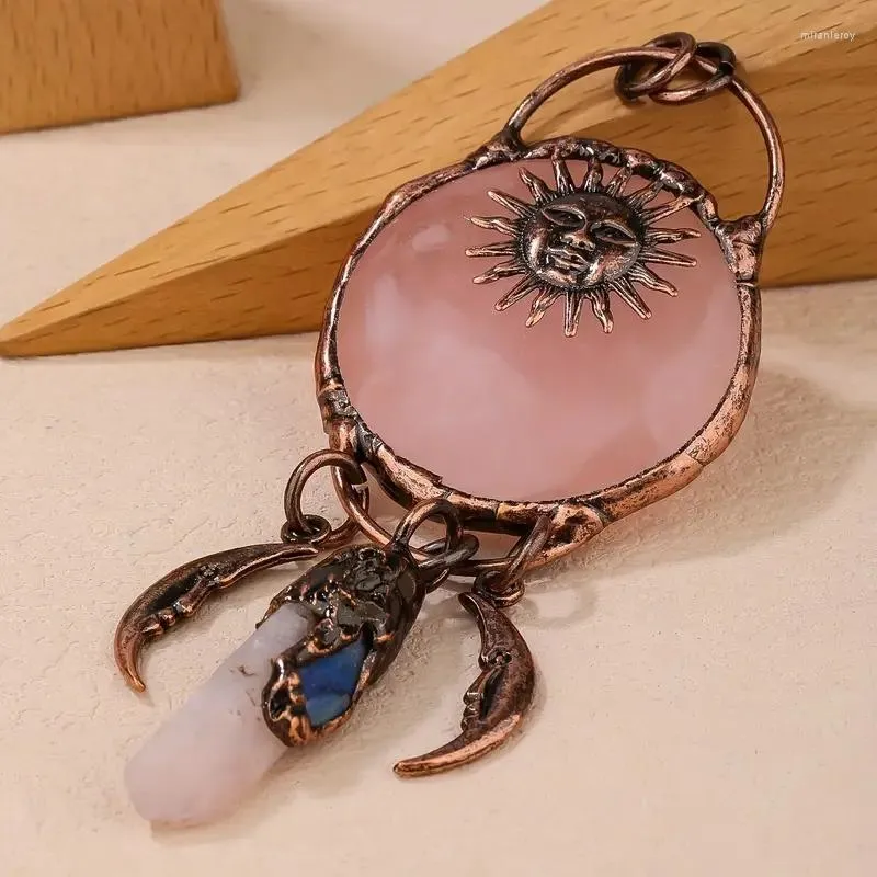 Hänghalsband Yeevaa Sun Moon -form med naturlig kristallsten för DIY -smycken som gör tillbehör Halloween dekoration ()