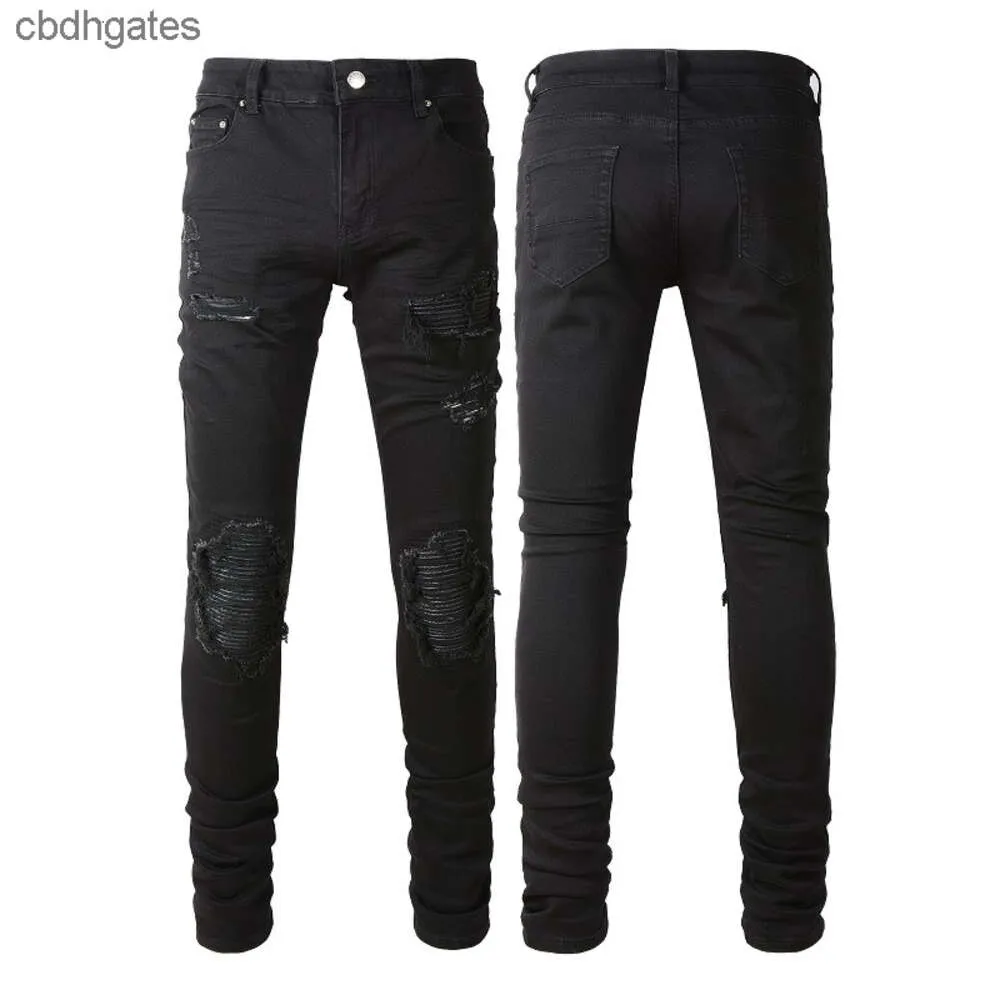 Demin Jean Amiirii Craft Roxo 2023 Jeans Pesado Mens Moda Lavado Perfurado Couro de Alta Qualidade 10 Kxxa
