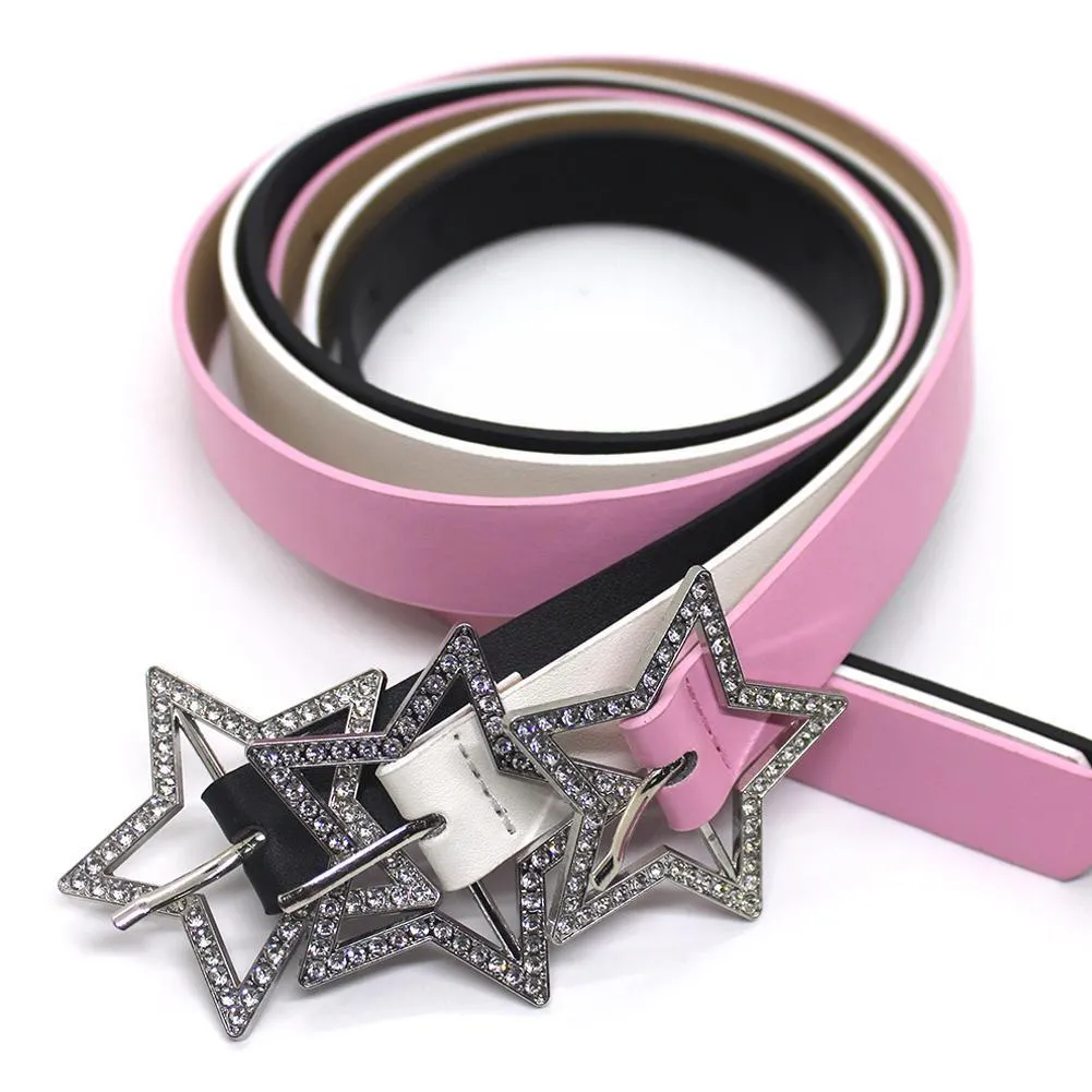 Accessori moda vintage Cintura con stella a cinque punte Cintura lunga con strass Abito con fibbia decorativa 2023 Camicia da donna Harajuku
