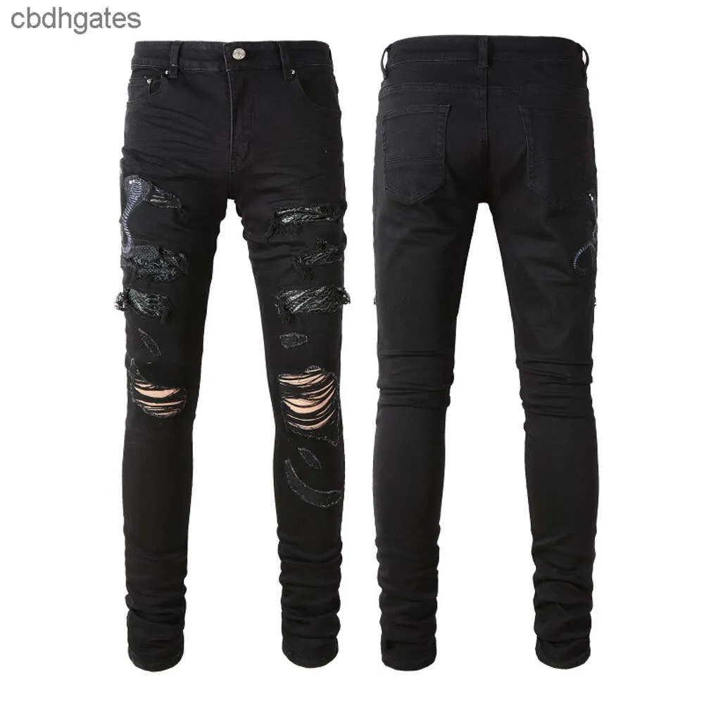 Lavado amiirii artesanato roxo 2023 jeans pesado moda masculina demin perfurado de alta qualidade couro jean gsp4