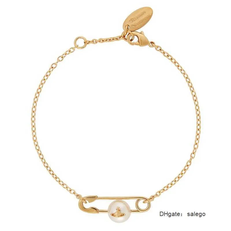 Vivian armband Westerse keizerin-weduwe draagt Saturn Pearl Pin-armband Lichte luxe micro-ingelegd Eenvoudig en comfortabel meisje