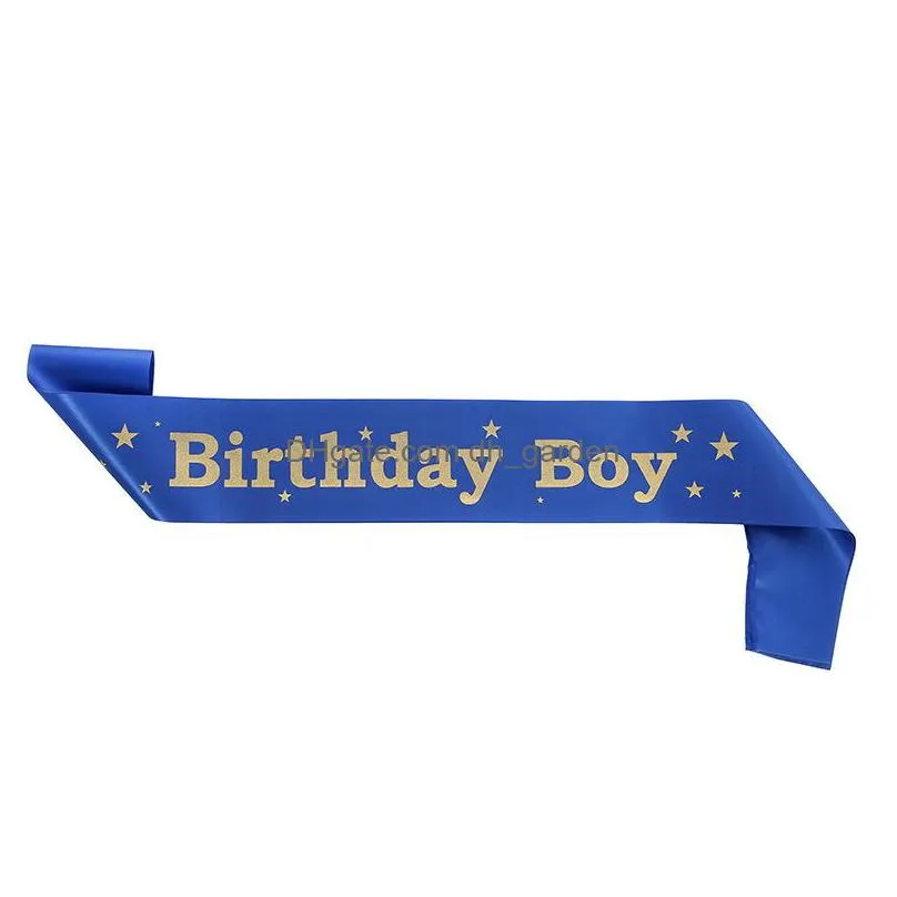 Party Decoration 4 Styles Birthday Boy Etikett Belt Fashion Blue Starry Sky Crown Shoder Strap Drop Delivery Home Garden F DHGARDEN DHZF0