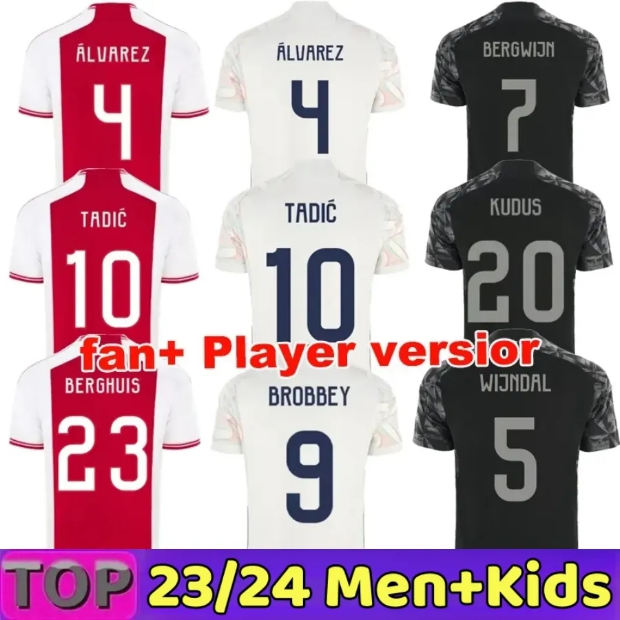 23 24 TADIC Voetbalshirts Футбольные майки Детский комплект 2023 2024 На выезде Третья черная футбольная рубашка Мужская версия игрока BASSEY BERGUIS BERGWIJN KLAASSEN BROBBEY 16-28