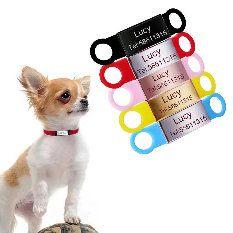 Dog Tag Carte d'identité personnalisé Sile Pet DIY Collier en acier inoxydable gravé Accessoires de mode Drop Delivery Home Garden Suppl Dhgarden Dhgsz