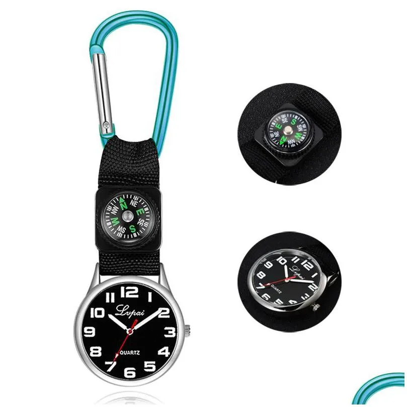 Pocket Watches 9 Color Watch Compass Portable Carabiner Nurse Quartz Mtifunctional Outdoor Survival Tool Drop Delivery Dhgarden Dhfr1