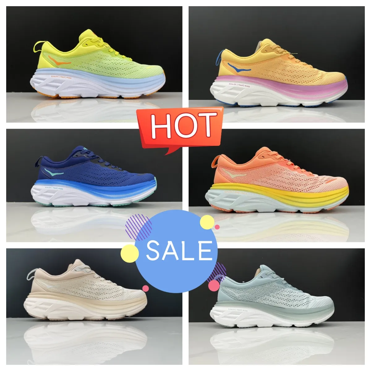 Scarpe Hokas Donna Uomo Hoka One One Bondi Clifton Wide 8 9 Scarpe da corsa casual Scarpe da ginnastica da donna Free People Carbon Triple Nero su bianco Cloud Jogging Scarpe da ginnastica