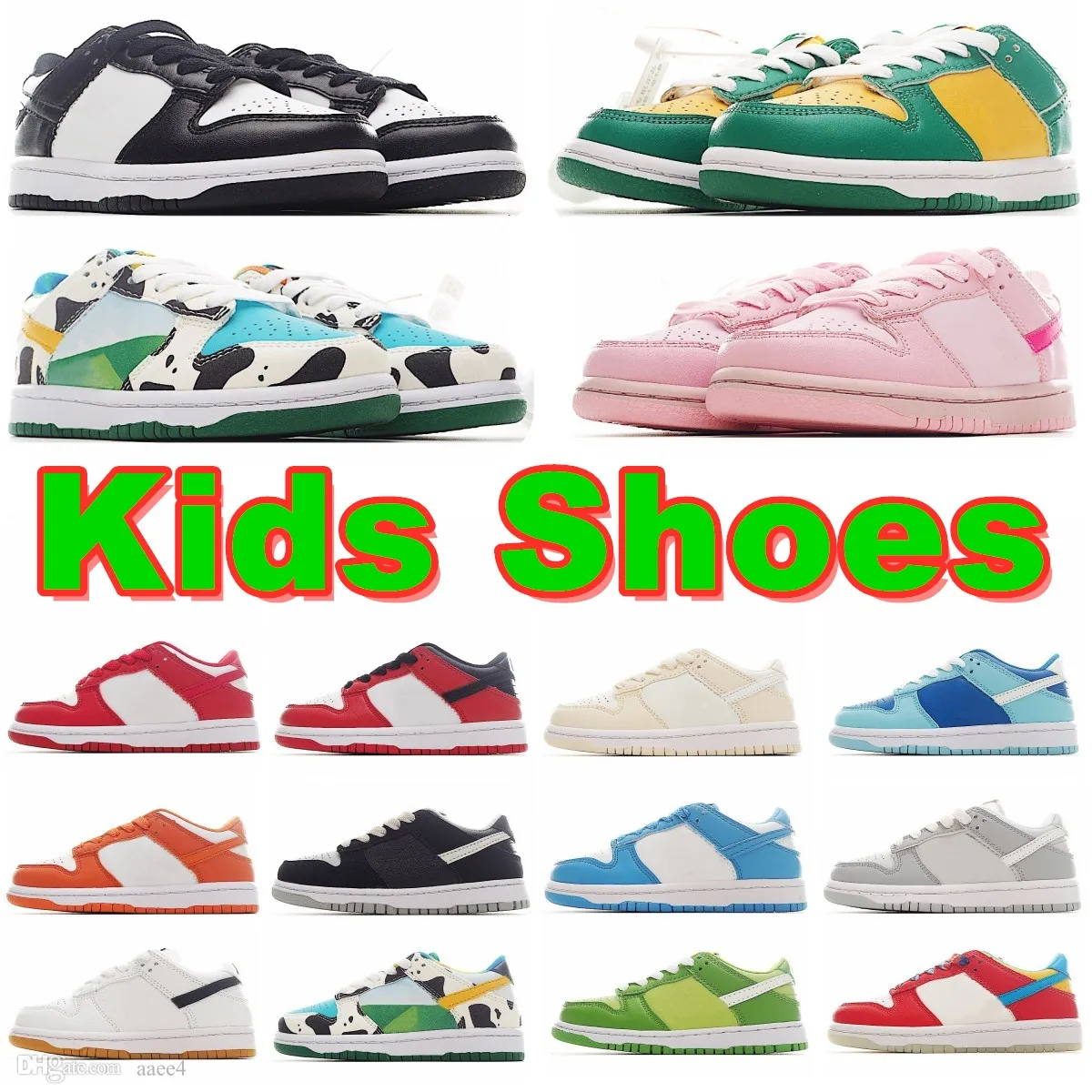 أطفال الأطفال الصغار أحذية منخفضة مصممة بويز فتيات الشباب باندا UNC Sneakers Pink Black University Blue Skatoboard Kid Shoe Boy Boy Boy Infants