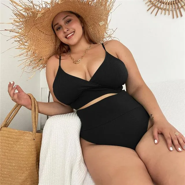 2023 High Waist Solid Color Elastic Strap Bikinis For Big Busts For Women  Sexy Summer Swimwear From Rebecco, $25.13