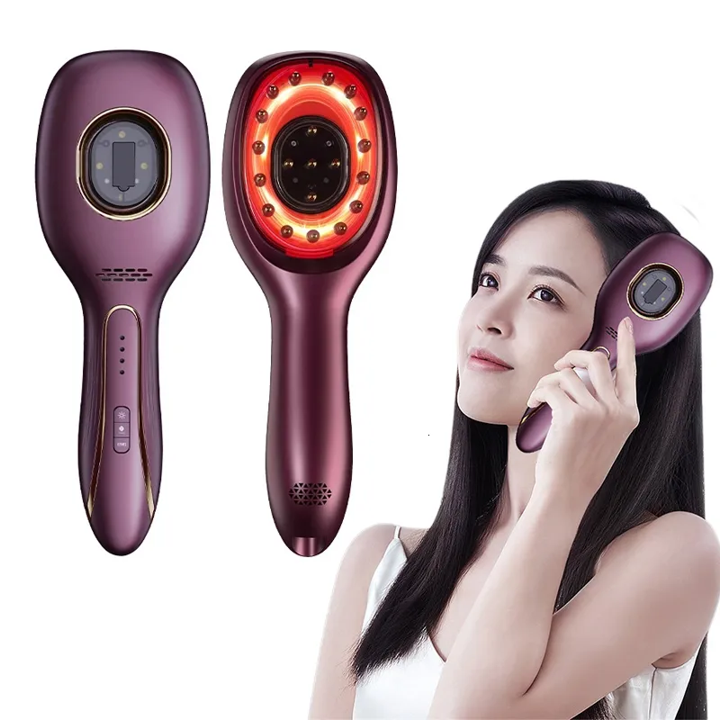 Huvudmassager EMS Electric Massage Comb LED -ljus P på terapi Vibrationsskalan Anti Håravfall Nourishing Hair Rebrowth Device 230907